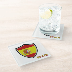 Spanish flag glass coaster