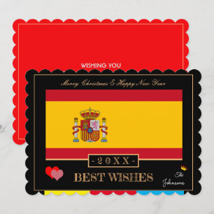 Spanish Flag & Happy New Year/Best Wishes Spain Holiday Card