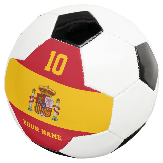 Spanish flag soccer ball with custom jersey number (Three Quarter)