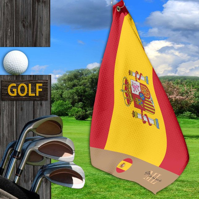 Spanish flag & Spain monogrammed /name Golf Towel (Creator Uploaded)