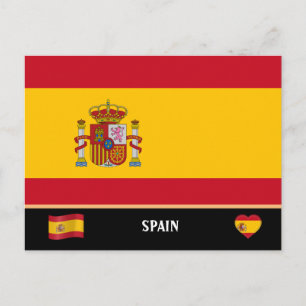 Spanish Flag & Spanish country travel / Spain Postcard