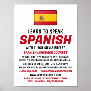Spanish Flag, Spanish Language Course Advertising Poster