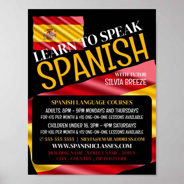 Spanish Flag, Spanish Language Course Advertising Poster (Front)