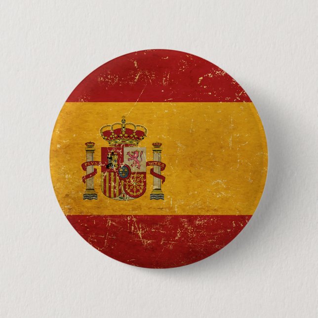 Spanish Flag Vintage Grunge Button (Front)