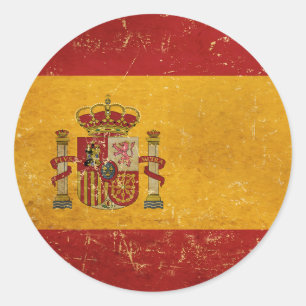 Spanish Flag Vintage Grunge Design Classic Round Sticker