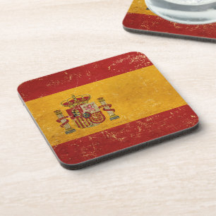 Spanish Flag Vintage Grunge Design Coaster