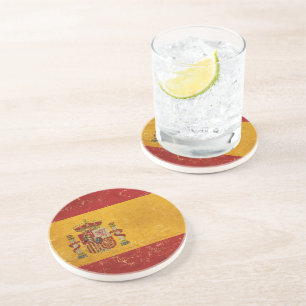 Spanish Flag Vintage Grunge Design Coaster