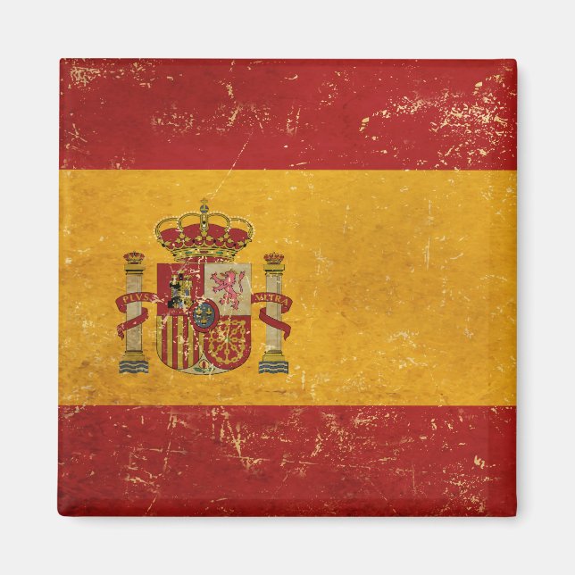 Spanish Flag Vintage Grunge Design Magnet (Front)