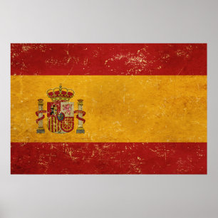 Spanish Flag Vintage Grunge Design Poster