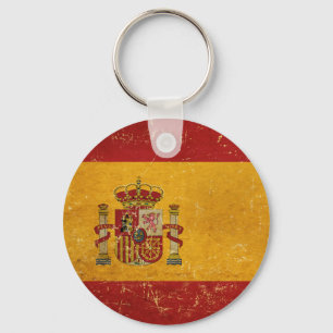 Spanish Flag Vintage Grunge Keychain