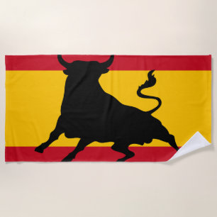 Spanish flag with bull beach towel