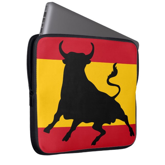 Spanish flag with bull laptop sleeve (Front Right)