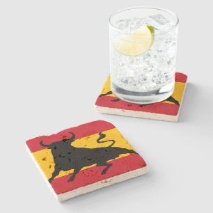 Spanish flag with bull stone coaster