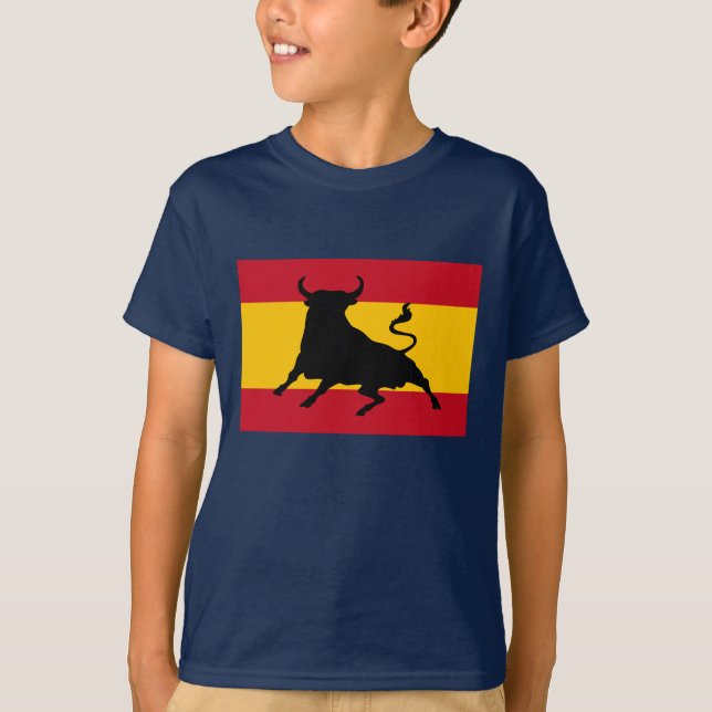 Spanish flag with bull T-Shirt (Front)