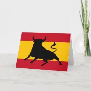 Spanish flag with bull thank you card