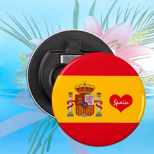 Spanish flag with red heart - fashion/sports fans bottle opener