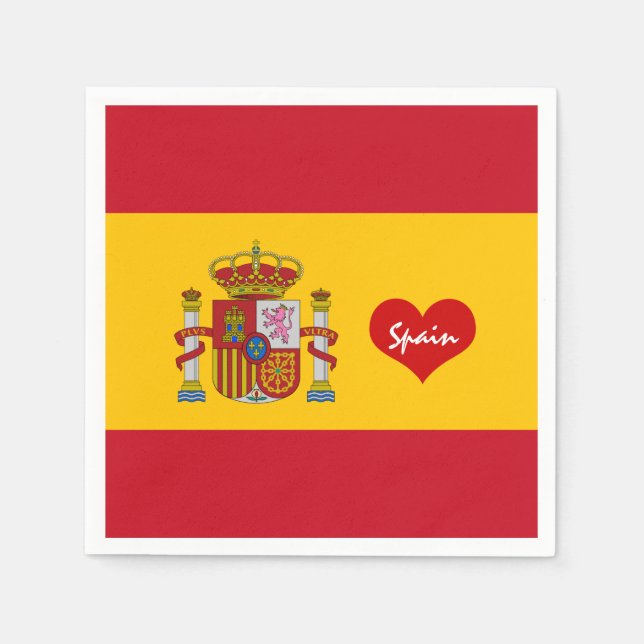 Spanish flag with red heart - fashion/sports fans napkin (Front)