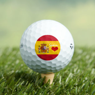 Spanish flag with red heart /golfing fans golf balls