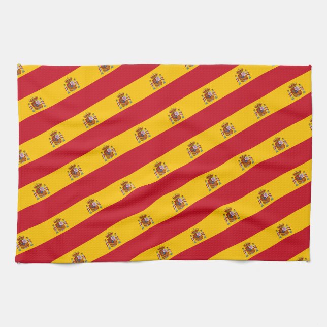 Spanish flag with red heart - Kitchen/sports fans Tea Towel (Horizontal)