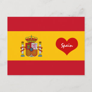 Spanish flag with red heart - Spain/Europe Postcard