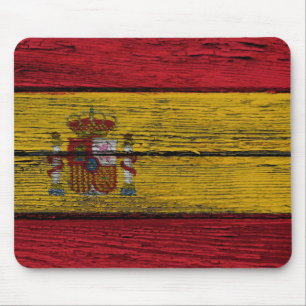 Spanish Flag with Rough Wood Grain Effect Mouse Mat