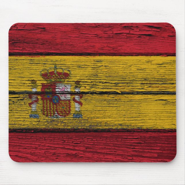 Spanish Flag with Rough Wood Grain Effect Mouse Mat (Front)