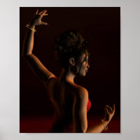 Spanish Flamenco Dancer on a Dark Stage