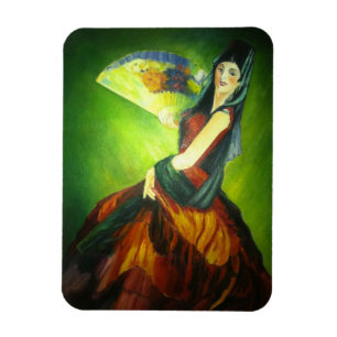 Spanish Flamenco Dancer Painting Magnet