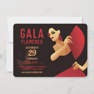 Spanish flamenco dancer with fan black and red invitation