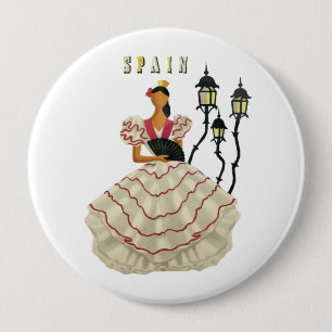 Spanish Flamenco Dancer woman Spain Travel Art    10 Cm Round Badge