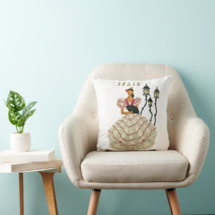 Spanish Flamenco Dancer woman Spain Travel Art Cushion