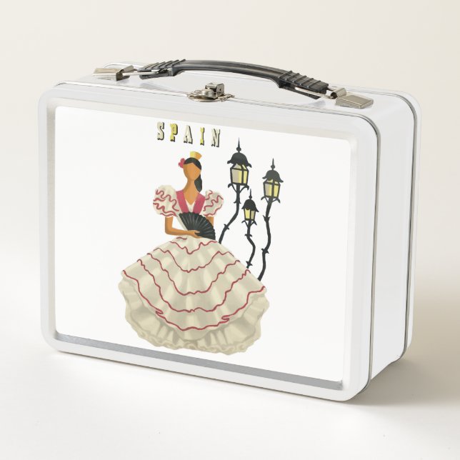Spanish Flamenco Dancer woman Spain Travel Art  Metal Lunch Box (Front)