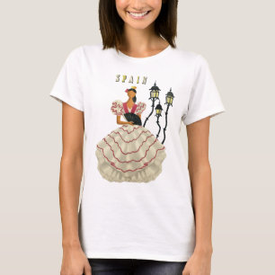 Spanish Flamenco Dancer woman Spain Travel Art   T-Shirt