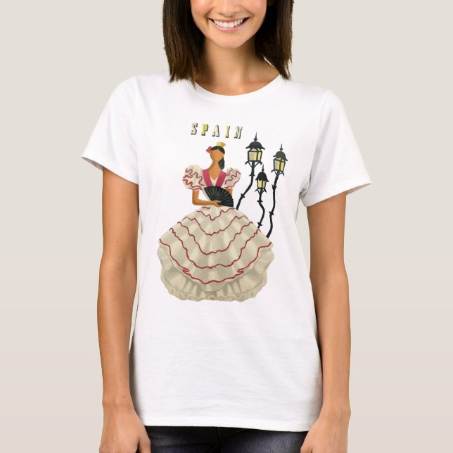 Spanish Flamenco Dancer woman Spain Travel Art   T-Shirt (Front)