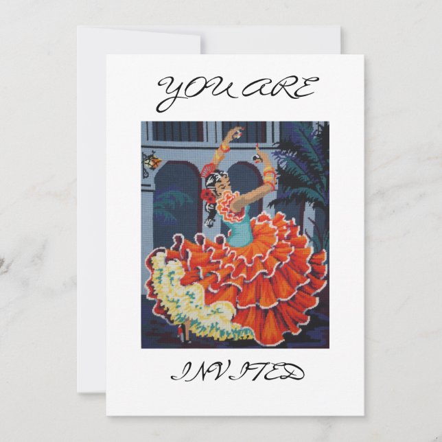 Spanish Flamenco Dancer You Are Invited Invitation (Front)