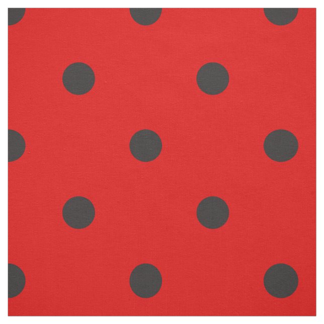 Spanish Flamenco red Black Polka Dot Fabric (Swatch)