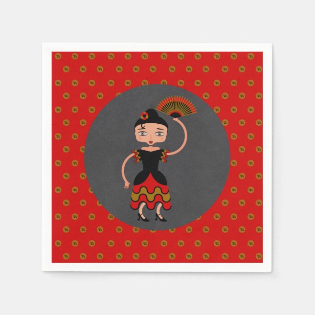 Spanish Flamengo Dancing Birthday Party Napkin (Front)
