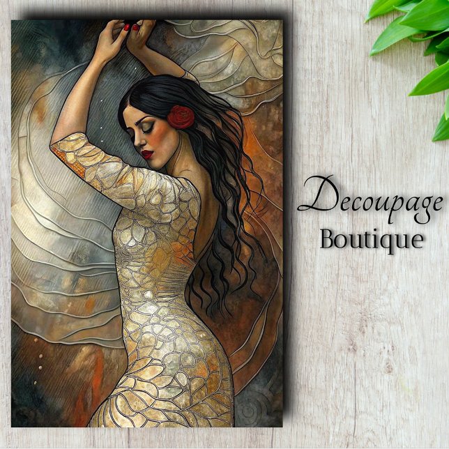 Spanish Flamingo Dancer Decoupage Tissue Paper (Spanish Flamenco Dancer Decoupage Tissue Paper)