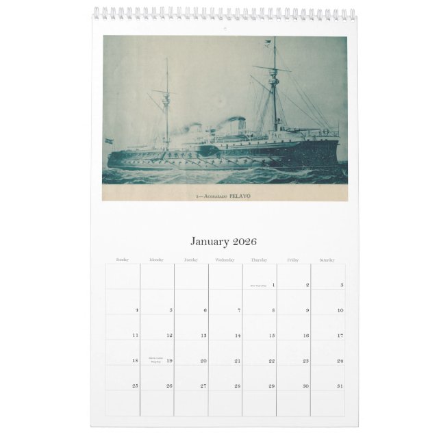 Spanish fleet 1898 calendar (Jan 2026)