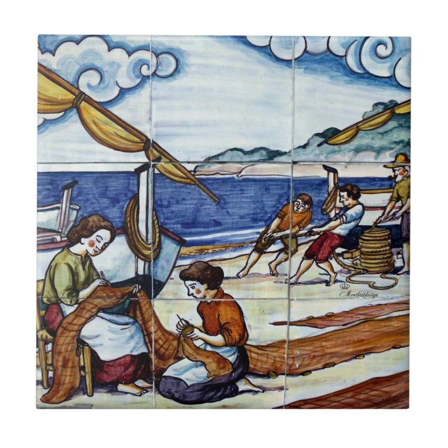 Spanish Fliese Fischer Tile (Front)