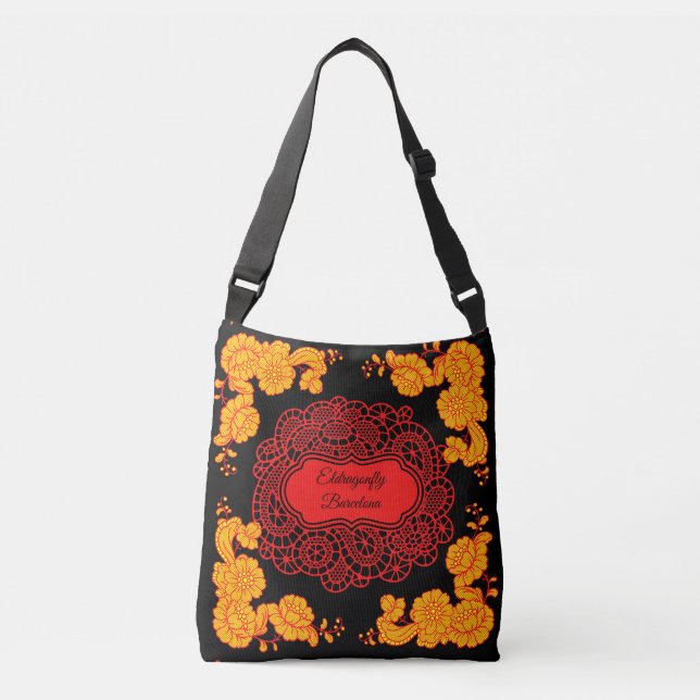 Spanish floral print  crossbody bag (Front)