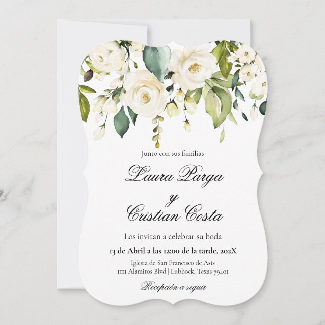 Spanish Floral Wedding Invitation (Front)