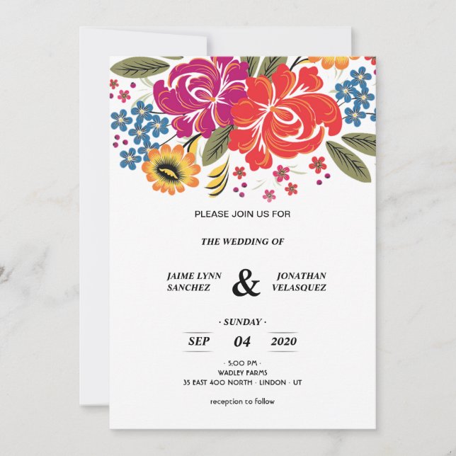 SPANISH FLORALS WEDDING INVITATIONS (Front)