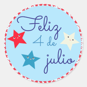 Spanish Fourth of July Patriotic Star  Classic Round Sticker