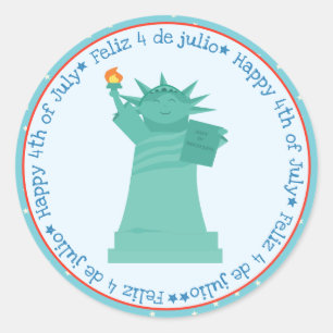 Spanish Fourth of July Statue of Liberty Sticker