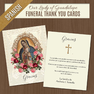 Spanish Funeral Guadalupe Religious Thank You Card