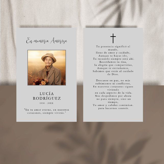 Spanish Funeral Memorial Photo Prayer Card (Creator Uploaded)