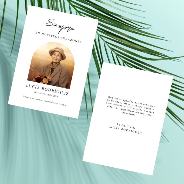 Spanish Funeral Memorial Sympathy Photo Thank You Card (Creator Uploaded)