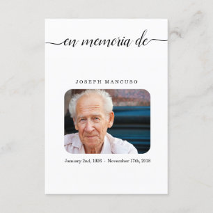Spanish Funeral Prayer Card Memorial Service Card
