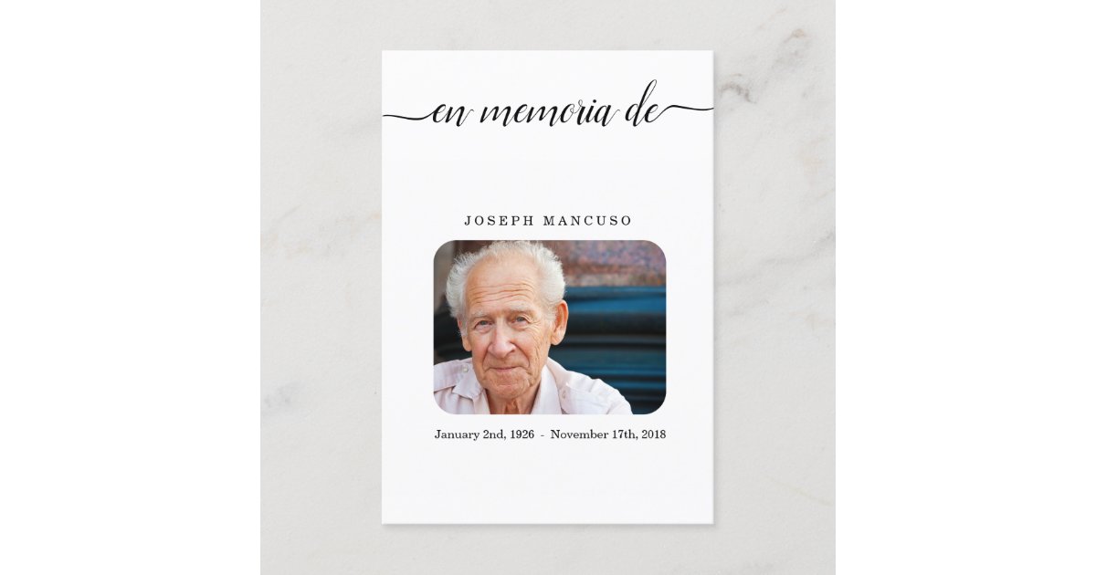 Spanish Funeral Prayer Card Memorial Service Card Zazzle
